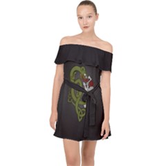 Pepe The Frog Rare Celtic Viking Norse Dragon Pattern Deus Vult Medieval Wojak Crusader Off Shoulder Chiffon Dress by snek