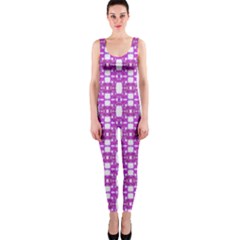 Pink  White  Abstract Pattern One Piece Catsuit by BrightVibesDesign