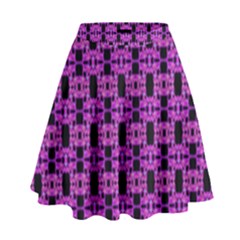 Pink Black Abstract Pattern High Waist Skirt by BrightVibesDesign