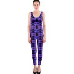 Purple Black Abstract Pattern One Piece Catsuit by BrightVibesDesign