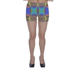 Colorful Circle Abstract White Brown Blue Yellow Skinny Shorts