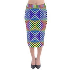 Bright Circle Abstract Black Blue Yellow Red Velvet Midi Pencil Skirt by BrightVibesDesign