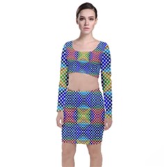 Colorful Circle Abstract White  Blue Yellow Red Top And Skirt Sets by BrightVibesDesign