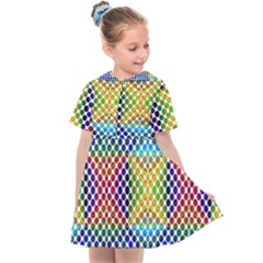 Colorful Circle Abstract White  Blue Yellow Red Kids  Sailor Dress by BrightVibesDesign