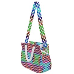 Colorful Circle Abstract White  Red Pink Green Rope Handles Shoulder Strap Bag by BrightVibesDesign