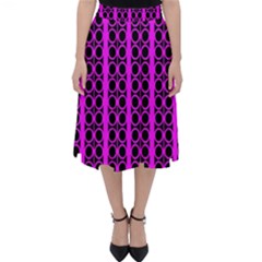 Circles Lines Black Pink Classic Midi Skirt by BrightVibesDesign