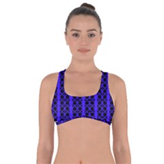 Circles Lines Black Blue Got No Strings Sports Bra by BrightVibesDesign