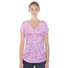 Coffee Pink Short Sleeve Front Detail Top by Amoreluxe