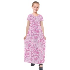 Coffee Pink Kids  Short Sleeve Maxi Dress by Amoreluxe