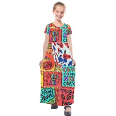 Need Coffee Kids  Short Sleeve Maxi Dress by Amoreluxe