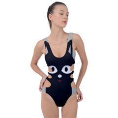 Cat Pet Cute Black Animal Side Cut Out Swimsuit by HermanTelo