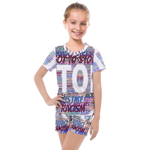 Human Trafficking In Blue Classic Logo Final Kids  Mesh Tee And Shorts Set by gottostop