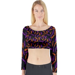 Halloween Candy On Black Long Sleeve Crop Top by bloomingvinedesign