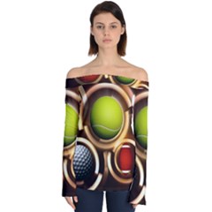 Sport Ball Tennis Golf Football Off Shoulder Long Sleeve Top by HermanTelo