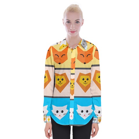 Animals Cute Flat Cute Animals Womens Long Sleeve Shirt by HermanTelo