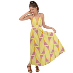 Yellow Pink Backless Maxi Beach Dress