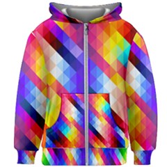 Abstract Blue Background Colorful Pattern Kids  Zipper Hoodie Without Drawstring by HermanTelo