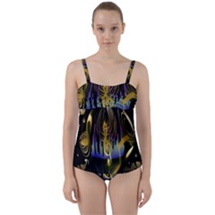 Background Level Clef Note Music Twist Front Tankini Set by HermanTelo