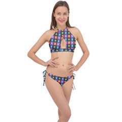 Squares Spheres Backgrounds Texture Cross Front Halter Bikini Set by HermanTelo