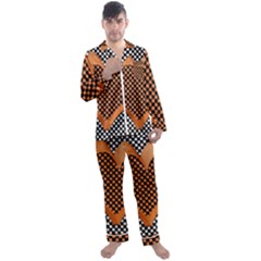 Heart Chess Board Checkerboard Men s Satin Pajamas Long Pants Set