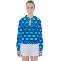 Pattern Graphic Background Image Blue Women s Tie Up Sweat