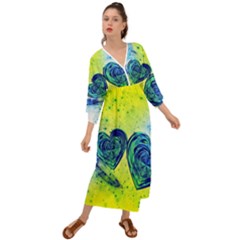 Heart Emotions Love Blue Grecian Style  Maxi Dress