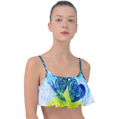 Heart Emotions Love Blue Frill Bikini Top