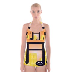 Abstract Anthropomorphic Art Boyleg Halter Swimsuit  by HermanTelo