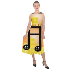 Abstract Anthropomorphic Art Midi Tie-back Chiffon Dress by HermanTelo