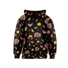 Thanksgiving Turkey Pattern Kids  Pullover Hoodie by Valentinaart