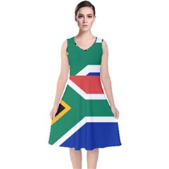 South Africa Flag V-neck Midi Sleeveless Dress  by FlagGallery