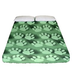 Pattern Texture Feet Dog Green Fitted Sheet (queen Size)