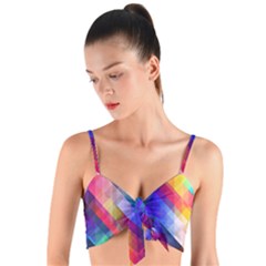 Abstract Background Colorful Pattern Woven Tie Front Bralet by HermanTelo