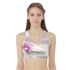 Music Notes Abstract Sports Bra With Border