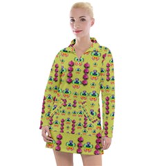 Power Can Be Flowers And Ornate Colors Decorative Women s Long Sleeve Casual Dress by pepitasart