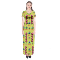 Power Can Be Flowers And Ornate Colors Decorative Short Sleeve Maxi Dress by pepitasart