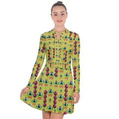 Power Can Be Flowers And Ornate Colors Decorative Long Sleeve Panel Dress by pepitasart