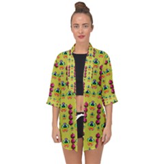 Power Can Be Flowers And Ornate Colors Decorative Open Front Chiffon Kimono by pepitasart