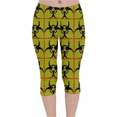 Biohazard Sign Velvet Capri Leggings  by ArtworkByPatrick