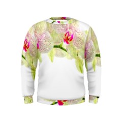 Phalenopsis Orchid White Lilac Watercolor Aquarel Kids  Sweatshirt by picsaspassion