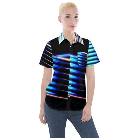 Motion Line Illustrations Women s Short Sleeve Pocket Shirt by HermanTelo