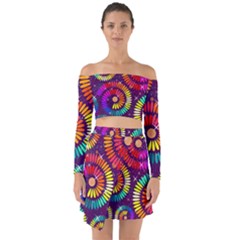 Abstract Background Spiral Colorful Off Shoulder Top With Skirt Set by HermanTelo