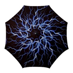 Blue Thunder Colorful Lightning Graphic Golf Umbrellas by picsaspassion