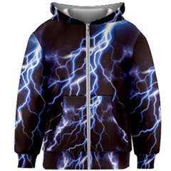 Blue Thunder Colorful Lightning Graphic Kids  Zipper Hoodie Without Drawstring by picsaspassion