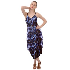 Blue Thunder Colorful Lightning Graphic Layered Bottom Dress