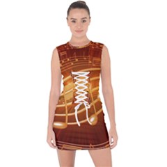 Music Notes Sound Musical Love Lace Up Front Bodycon Dress by HermanTelo