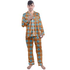 Pattern Brown Triangle Men s Satin Pajamas Long Pants Set by HermanTelo