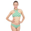 Background Chevron Green High Neck Bikini Set View1