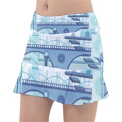 Blue City Building Fantasy Tennis Skorts by Vaneshart
