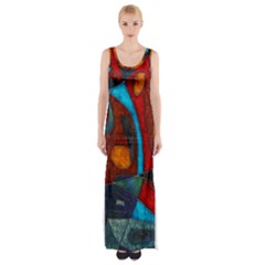 Abstract With Heart Thigh Split Maxi Dress by bloomingvinedesign